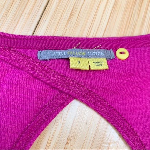 Anthropologie Fuschia Henley Style Tank Top, S. - Picture 5 of 6